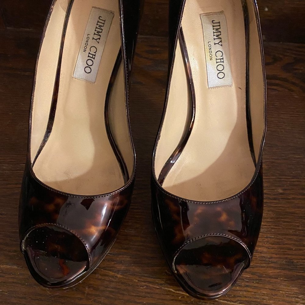 Jimmy Choo Tortoise Shell Patent Leather Pumps